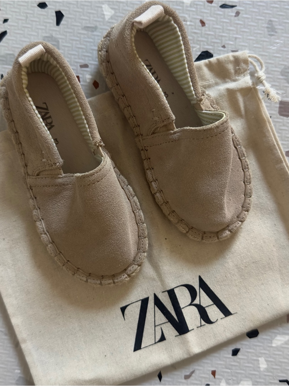 Zara Leather and Jute Espadrille Shoes in Sandy Brown Toddler Boys Size 7